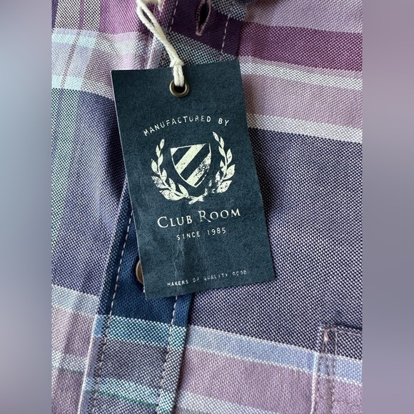 NWT Club Room Purple Blue Plaid Woven Long Sleeve Button Up Shirt Men’s XL - Picture 7 of 8